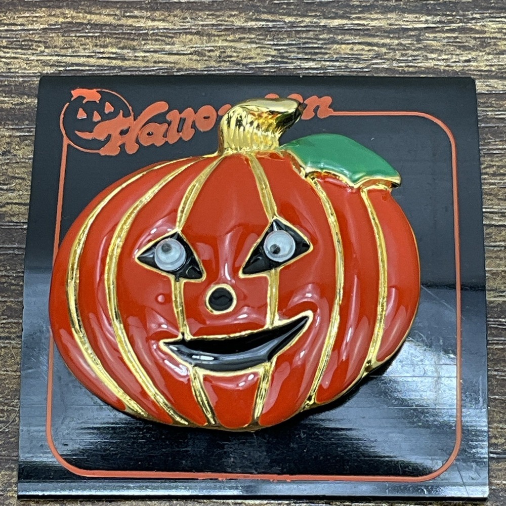Halloween Googly Eyes Jack O Lantern Pumpkin Pin Brooch New